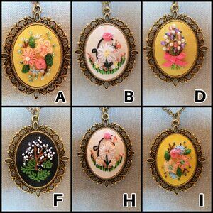 Handmade Embroidered Pendant Necklaces
